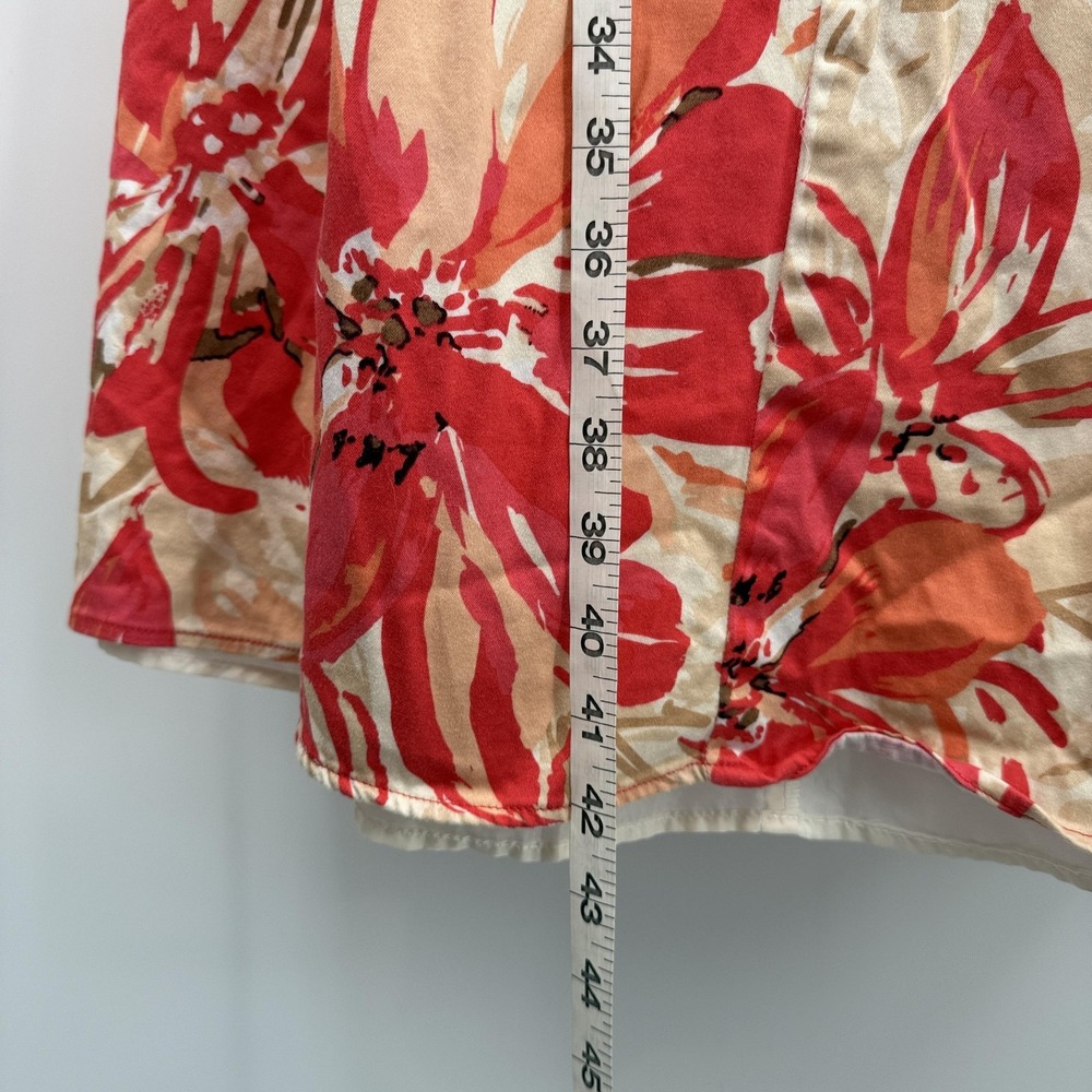 Coldwater Creek Dress Womens W18 Red Beige Floral Sleeveless Lined Cotton Blend - Picture 8 of 10
